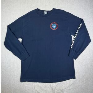 Santa Cruz Men Large Blue Speed Wheels Graphic T Shirt Long Sleeve Skate Tee